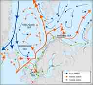 kart over havstrømmer rundt Norge 