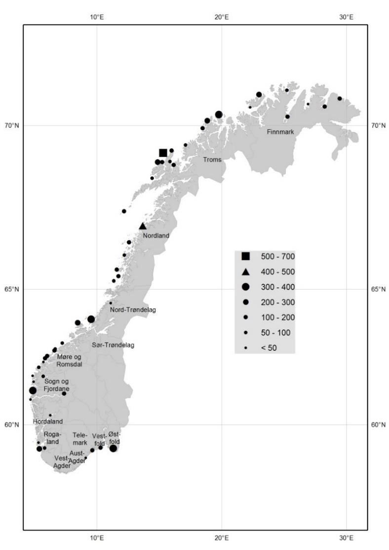 Kart over hårfellingsområder