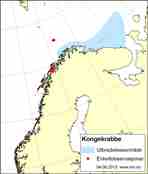 Utbredelseskart kongekrabbe