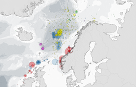 Kart over hvor postsmolten i datasettet er fanget